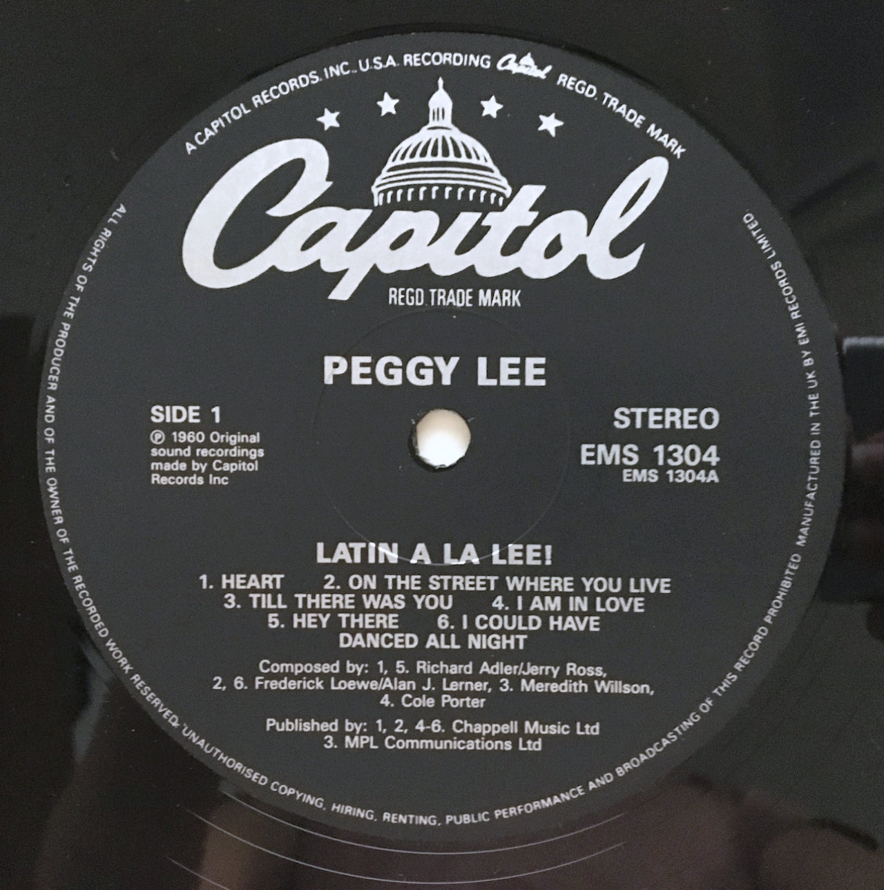 LP/ PEGGY LEE / LATIN ALA LEE! / 国内盤  インナー CAPITOL EMS1304