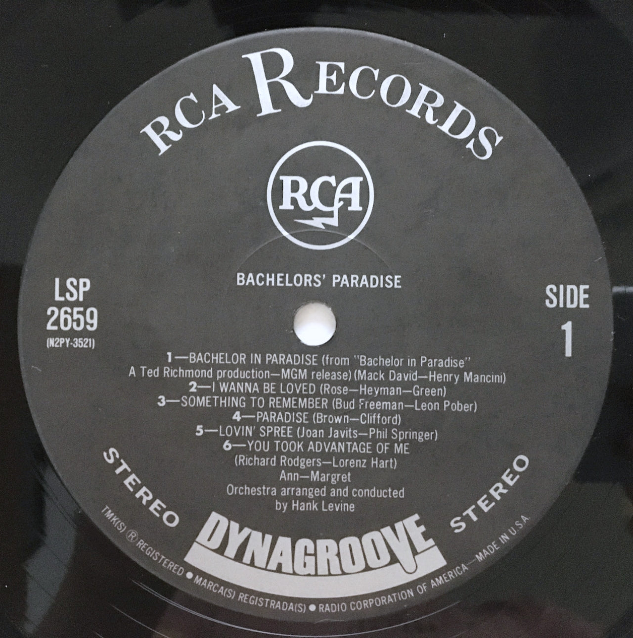 LP/ ANN MARGRET / BACHELORS' PARADISE / 国内盤  インナー RCA BVJJ2847