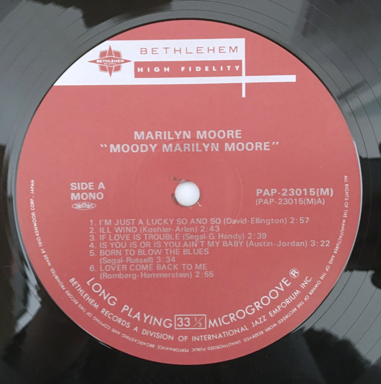 LP/ MARILYN MOORE / MOODY  / 国内盤  ライナー付き BETHLEHEM PAP23105