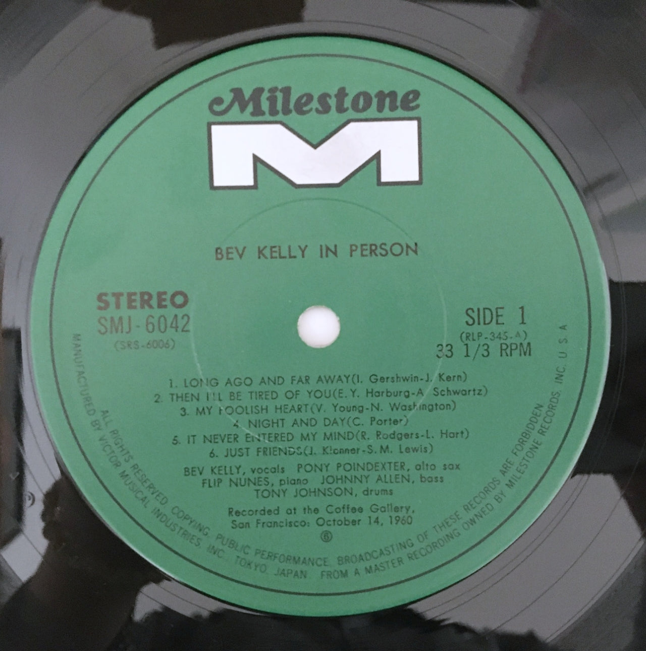 LP/ BEV KELLY / IN PERSON / 国内盤  ライナー付き RIVERSIDE SMJ6042