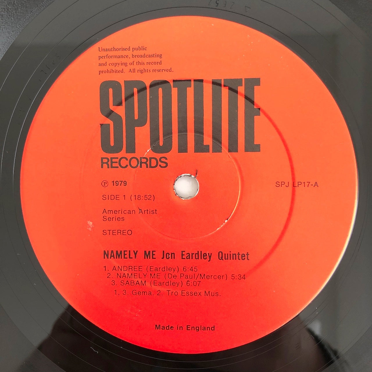LP/ JON EARDLEY / NAMELY ME / UK盤 SPOTLITE SPJLP17