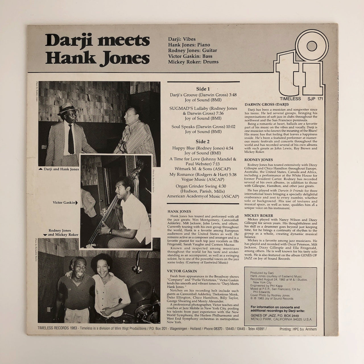 LP/ DARJI, HANK JONES / DARJI MEETS HANK JONES / オランダ盤 TIMELESS SJP171