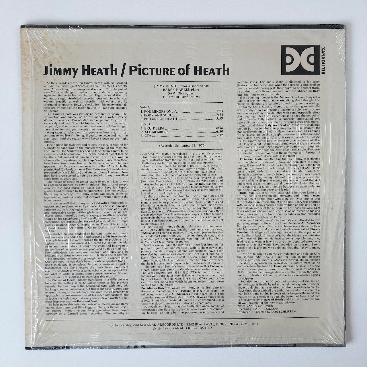 LP/ JIMMY HEATH / PICTURE OF HEATH / US盤 オリジナル XANADU