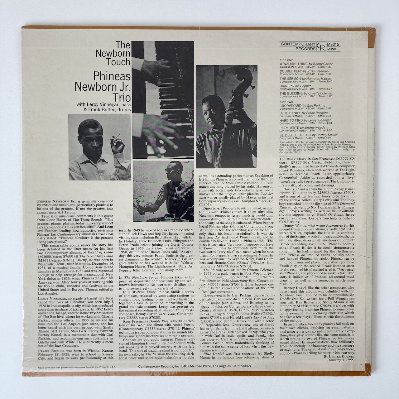 LP/ PHINEAS NEWBORN JR. TRIO / THE NEWBORN TOUCH / US盤 オリジナル 黄色ラベル 深溝 CS付 CONTEMPORARY M3615