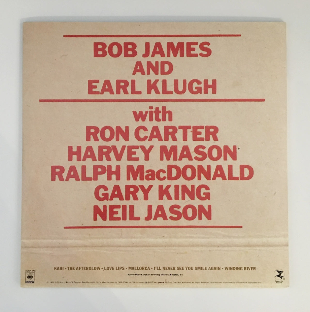 LP/ BOB JAMES & EARL KLUGH / ONE ON ONE / 国内盤 帯・ライナー付き CBS/SONY 25AP1711