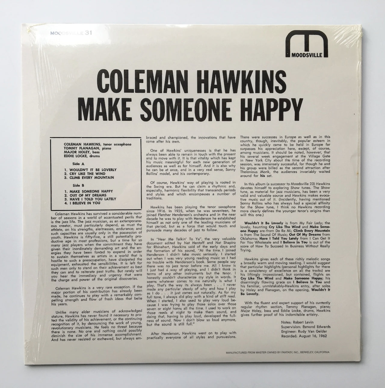 LP/ COLEMAN HAWKINS / MAKE SOMEONE HAPPY / US盤 FANTASY MOODSVILLE MV31
