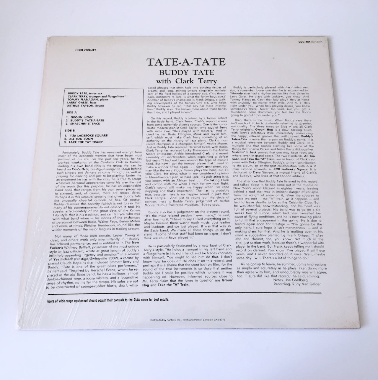 LP/ BUDDY TATE WITH CLARK TERRY / TATE-A-TATE / US盤 OJC SWINGVILLE OJC-184
