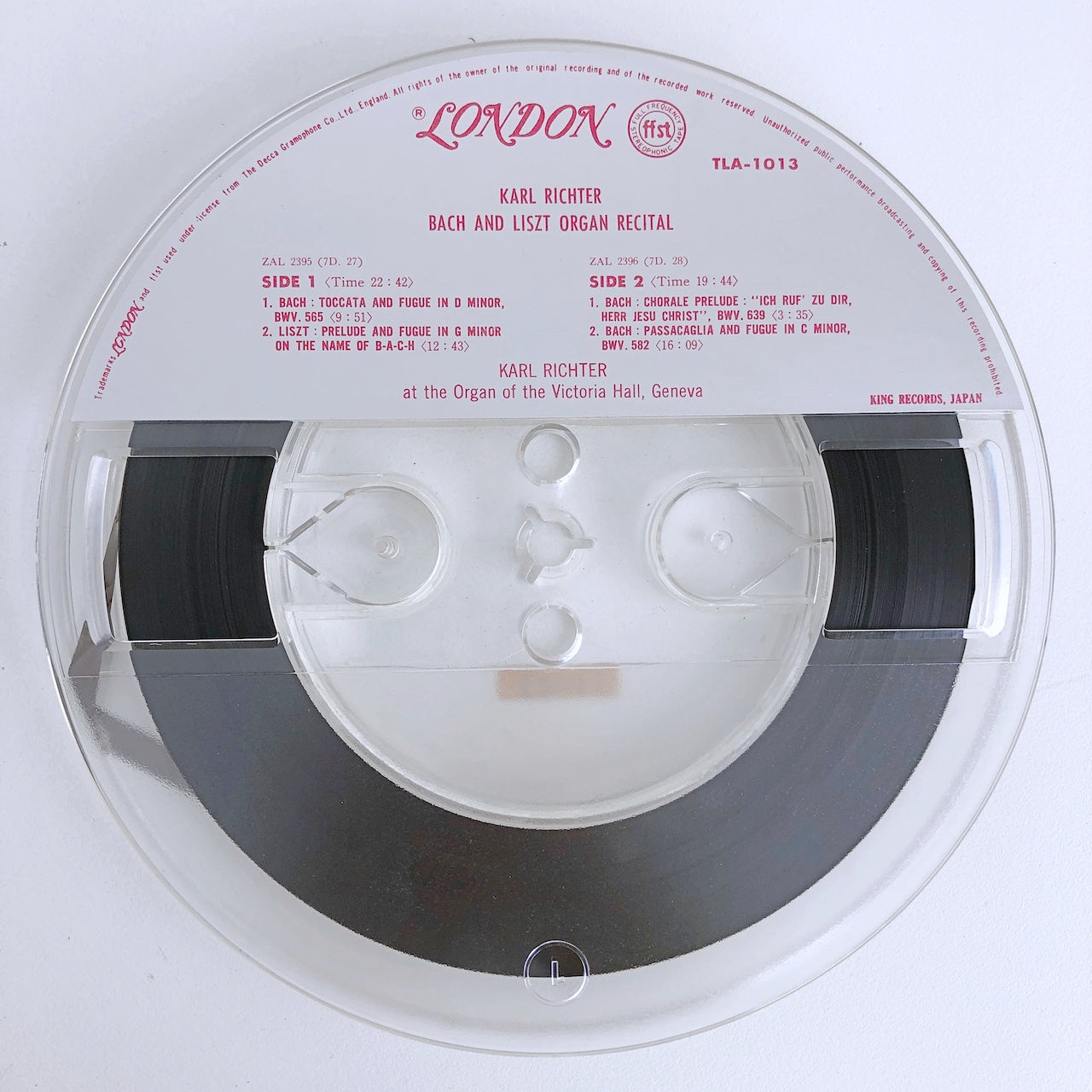 オープンリールテープ カール・リヒター / バッハ&リスト・オルガン・リサイタル 7号 19cm/s (7 1/2IPS) 4トラック 日本製 ライナー(うすヤケ)付
