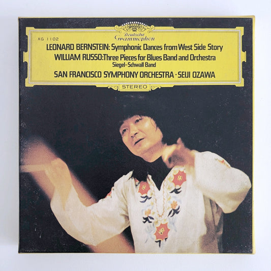 オープンリールテープ  小澤征爾 / ルッソ:ブルース・バンドとシンフォニー・オーケストラのための3章/バーンスタイン:「シンフォニック・ダンス」 7号 19cm/s (7 1/2IPS) 4トラック 日本製 ライナー(シミ)