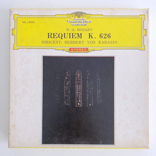 オープンリールテープ  ヘルベルト・フォン・カラヤン / モーツァルト:レクイエム 7号 19cm/s (7 1/2IPS) 4トラック 日本製 ライナー(シミ、書込)付き