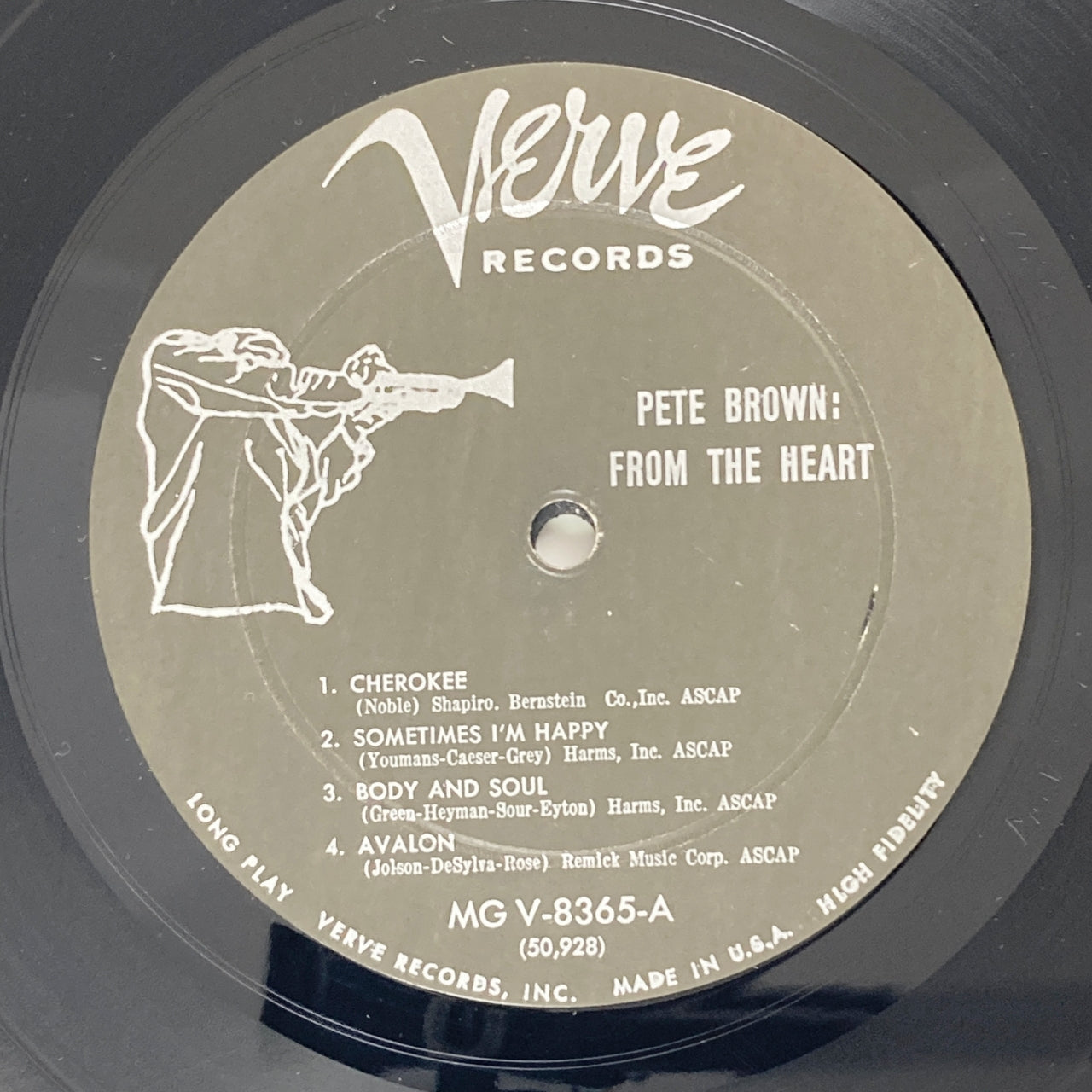 LP/ PETE BROWN / FROM THE HEART / US盤 オリジナル MONO トランぺッターラベル DG VERVE MGV-8365