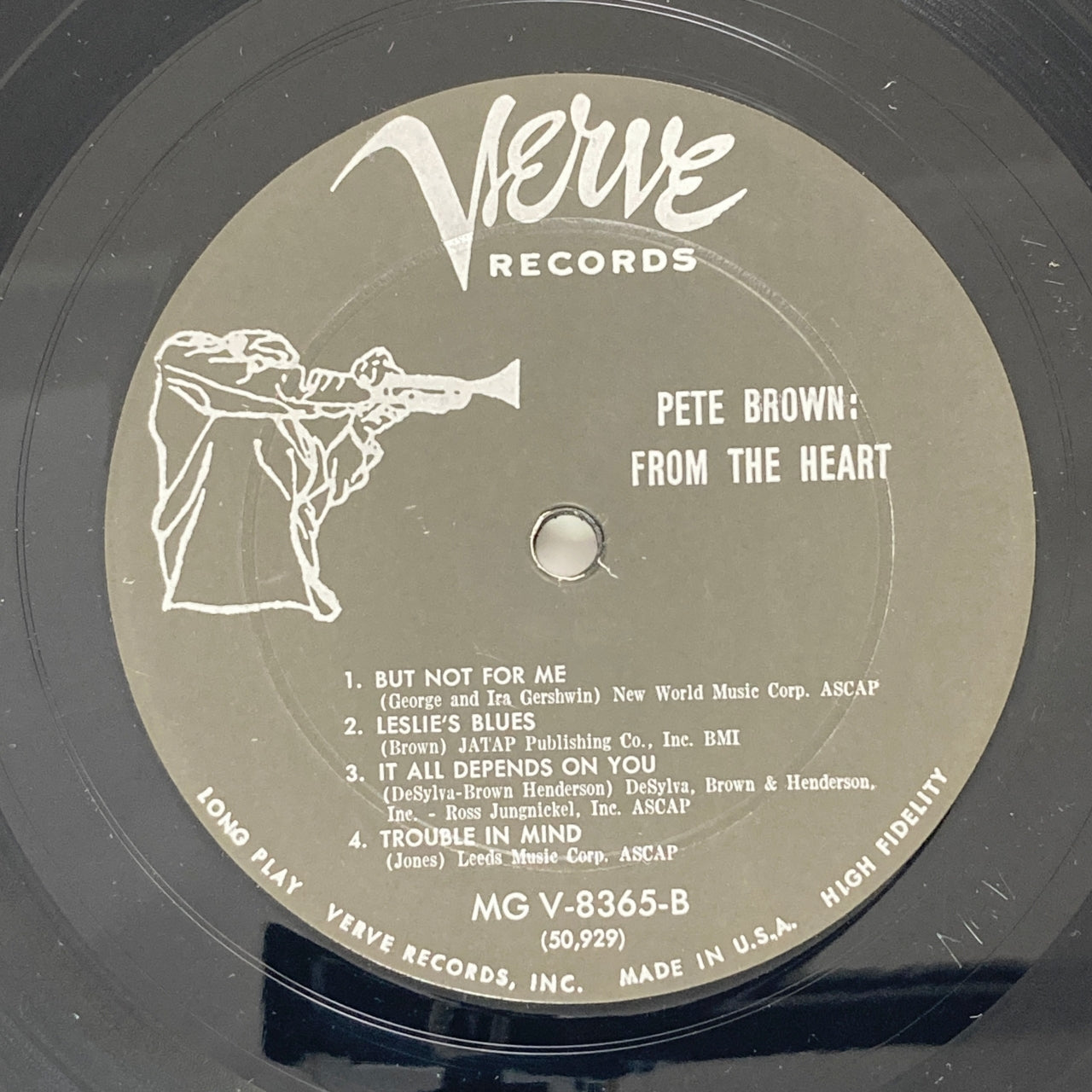 LP/ PETE BROWN / FROM THE HEART / US盤 オリジナル MONO トランぺッターラベル DG VERVE MGV-8365