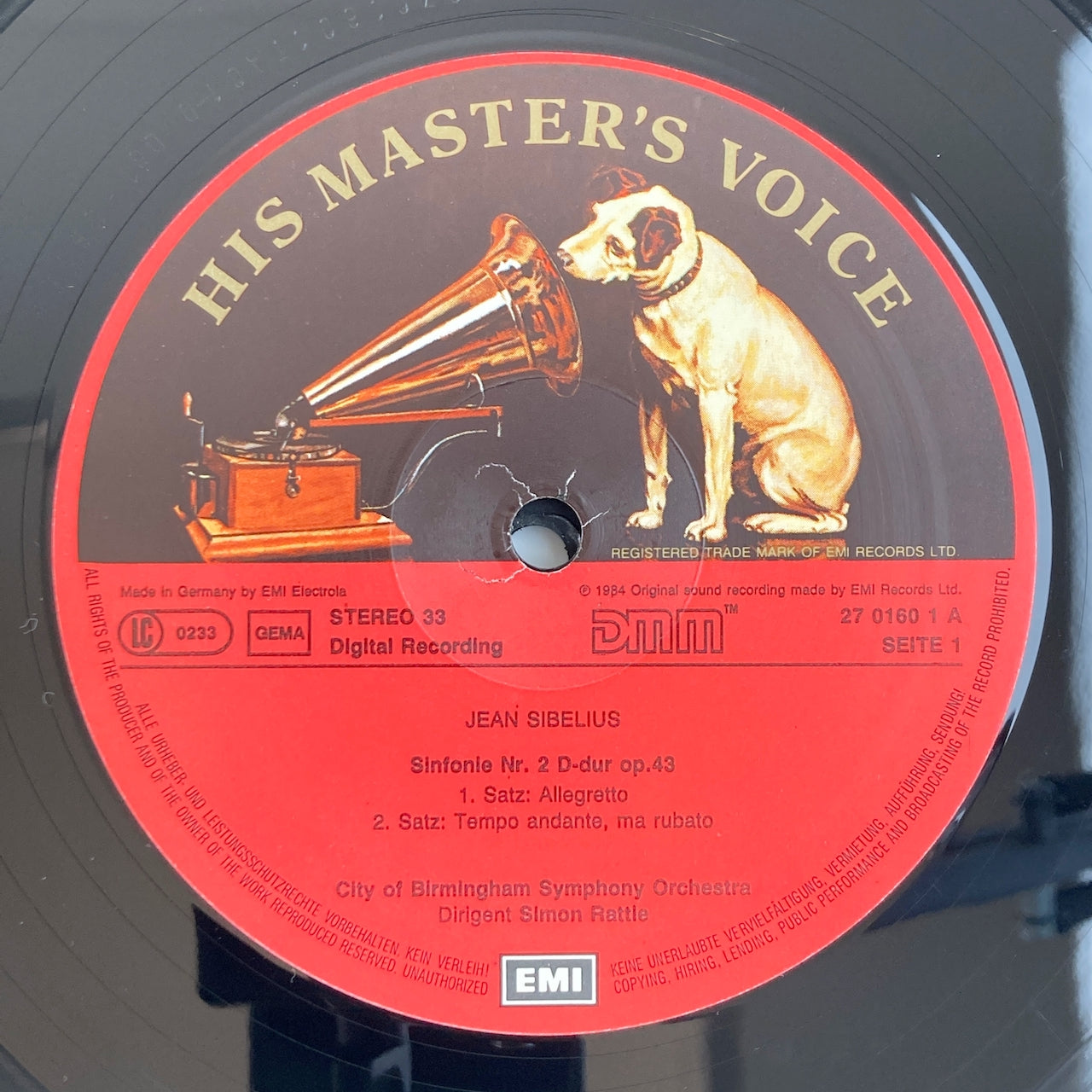 LP/ サイモン・ラトル / シベリウス:交響曲第2番 / ドイツ盤 DIGITAL コーティングJK EMI 2701601