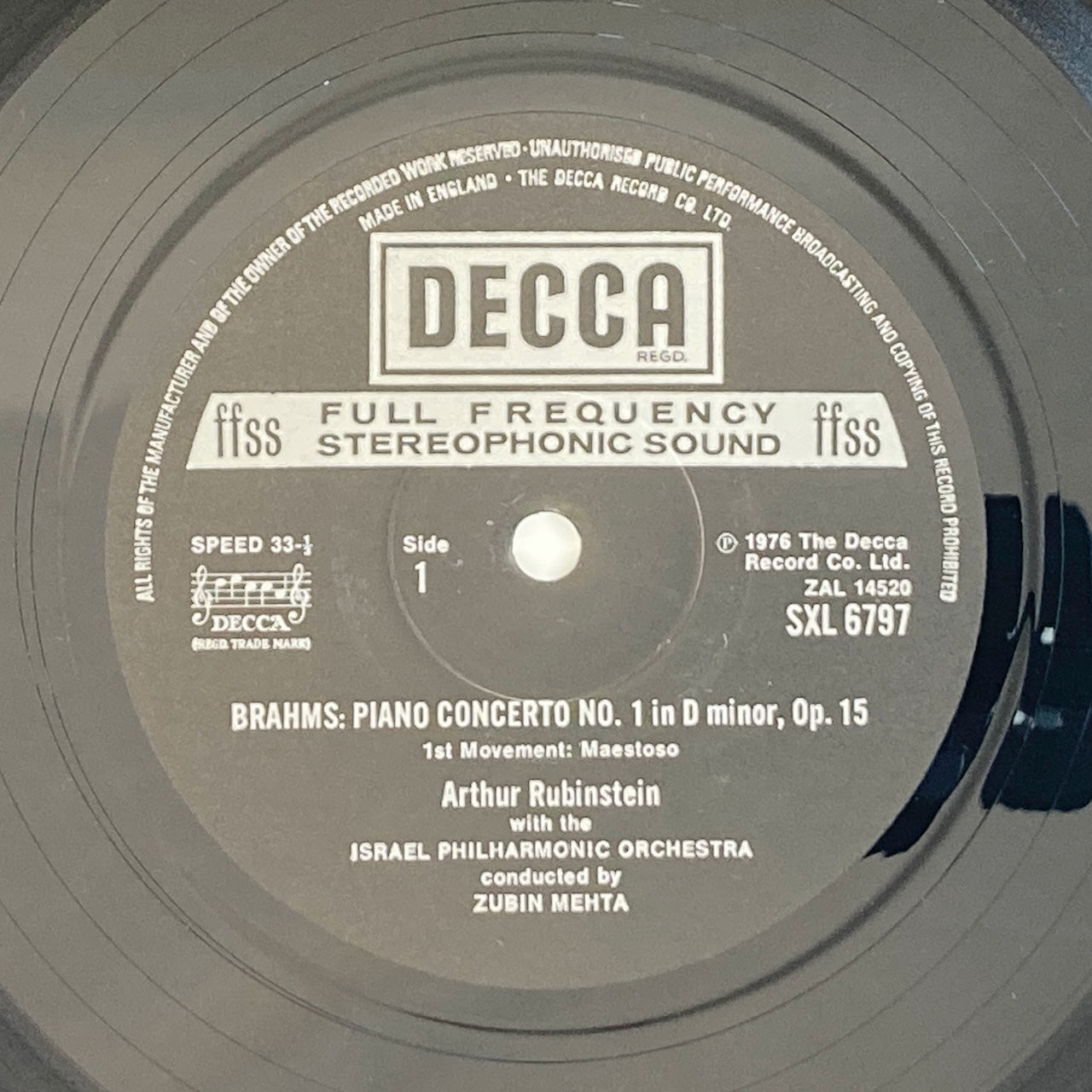 LP/ ルービンシュタイン、メータ / ブラームス:ピアノ協奏曲第1番 / UK盤 オリジナル ED4 コーティングJK CS付き DECCA
