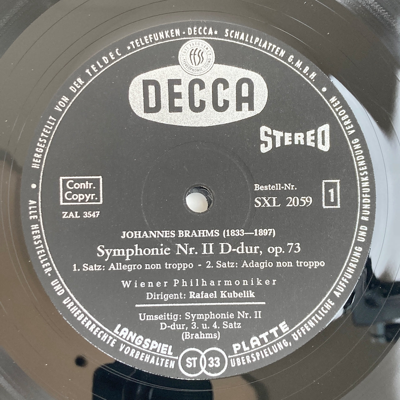 LP/ ラファエル・クーベリック / ブラームス:交響曲第2番 / ドイツ盤 黒銀ラベル DECCA SXL2059