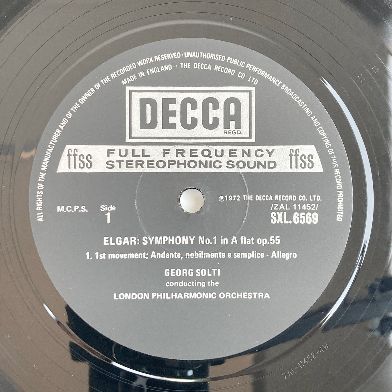 LP/ ゲオルグ・ショルティ、ロンドン・フィルハーモニー管弦楽団 / エルガー:交響曲第1番 / UKオリジナル盤 ED4 DECCA CS付 DECCA SXL6569