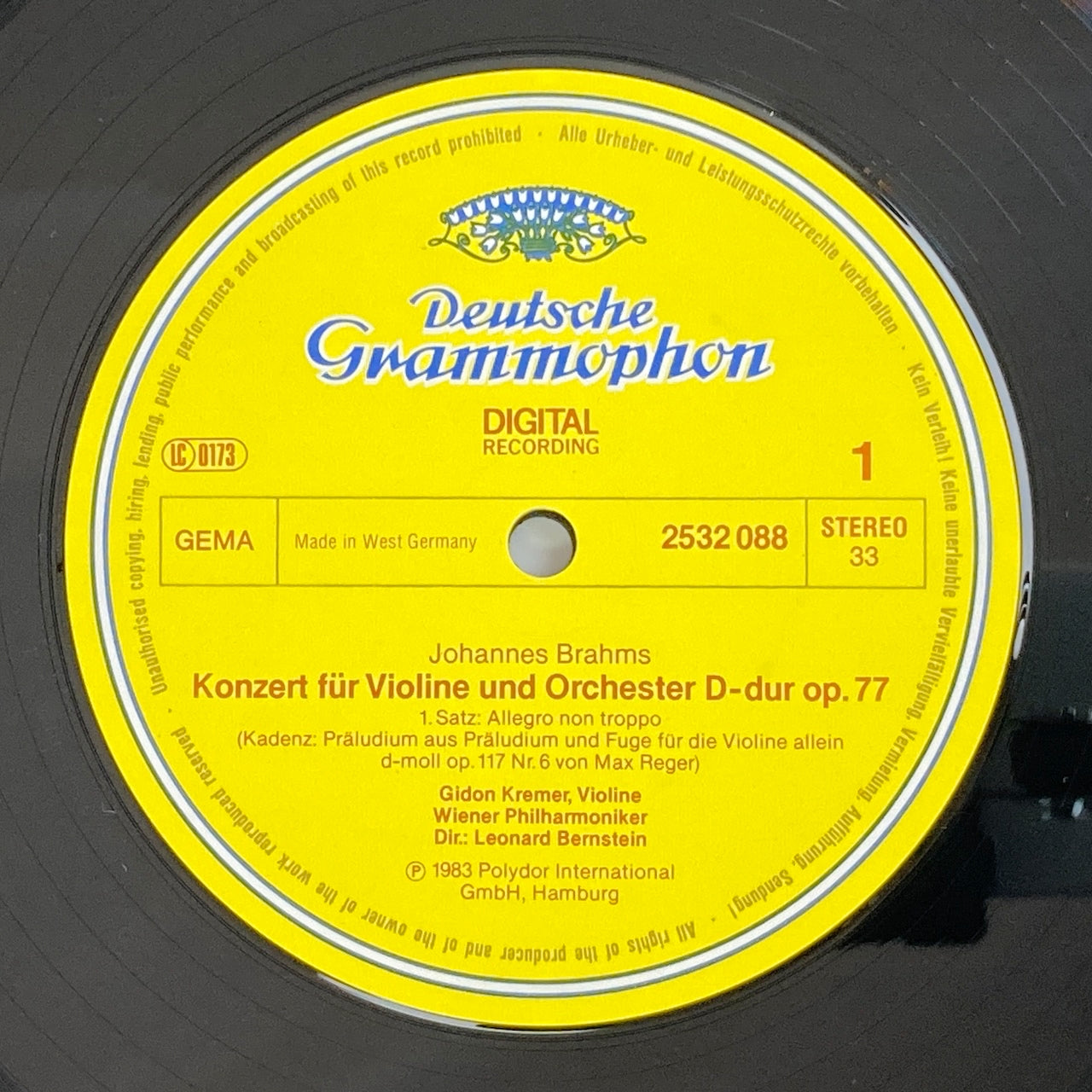 LP/ ギドン・クレーメル、レナード・バーンスタイン / ブラームス:ヴァイオリン協奏曲 / ドイツ盤 DIGITAL コーティングJK DGG 2532088