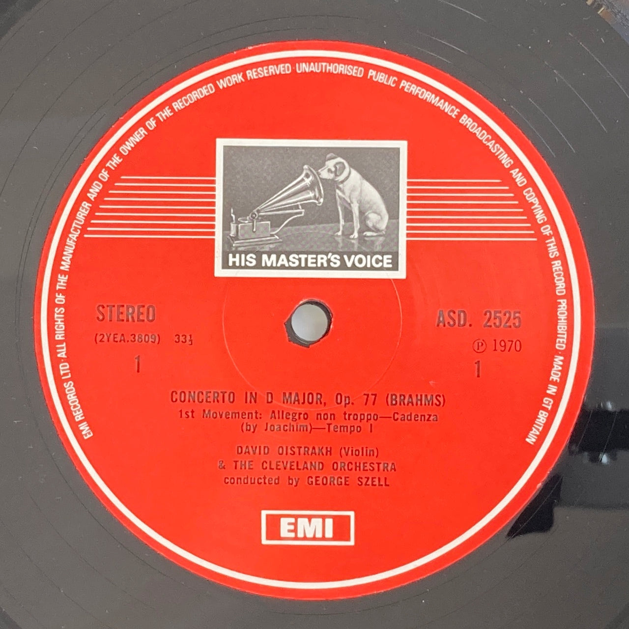 LP/ オイストラフ、セル / ブラームス:ヴァイオリン協奏曲 / UK盤 モノクロスタンプ コーティングJK UK製インナー EMI ASD2525