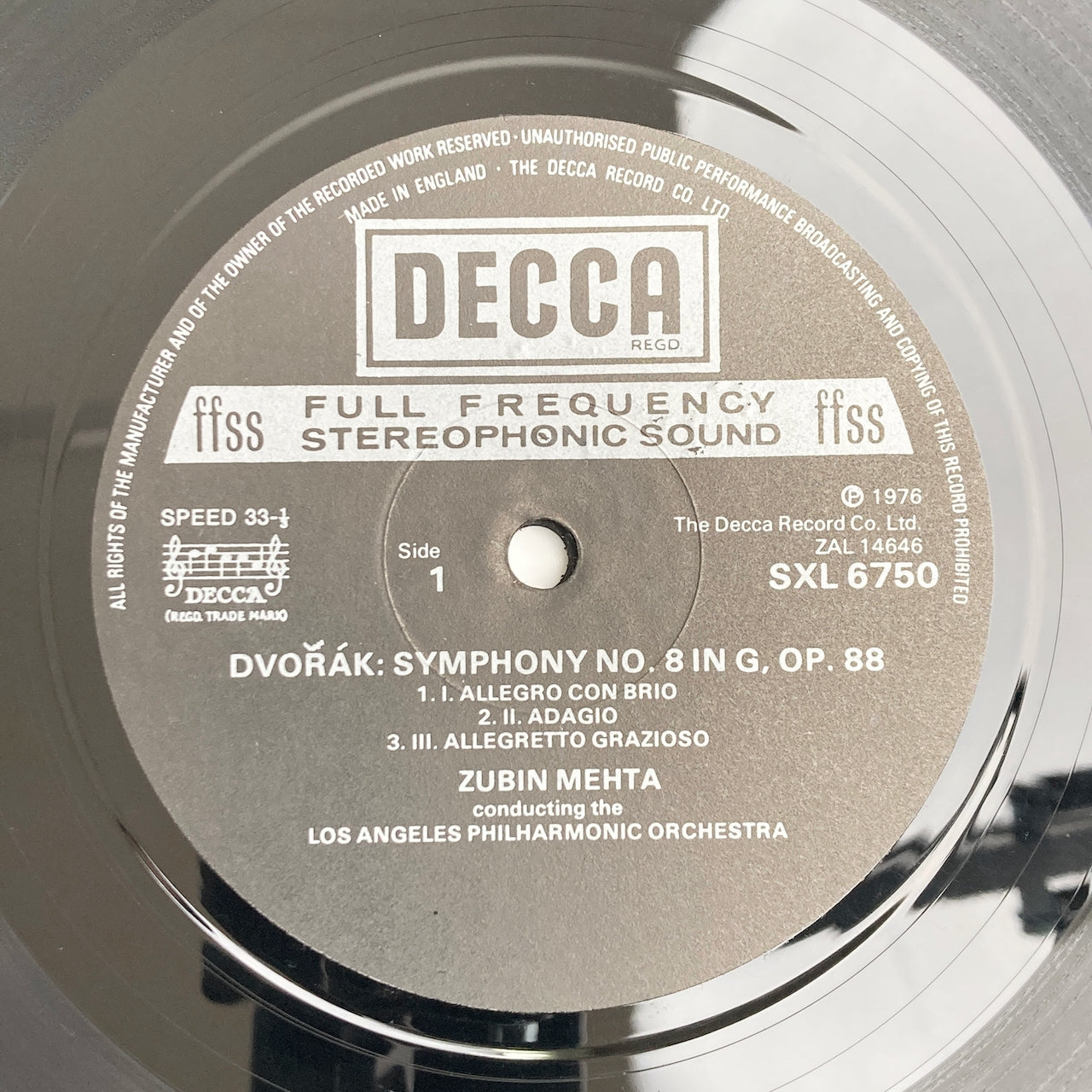 LP/ ズービン・メータ / ドヴォルザーク:交響曲第8番、序曲「野ばと」 / UKオリジナル盤 ED4 DECCA DECCA SXL6750