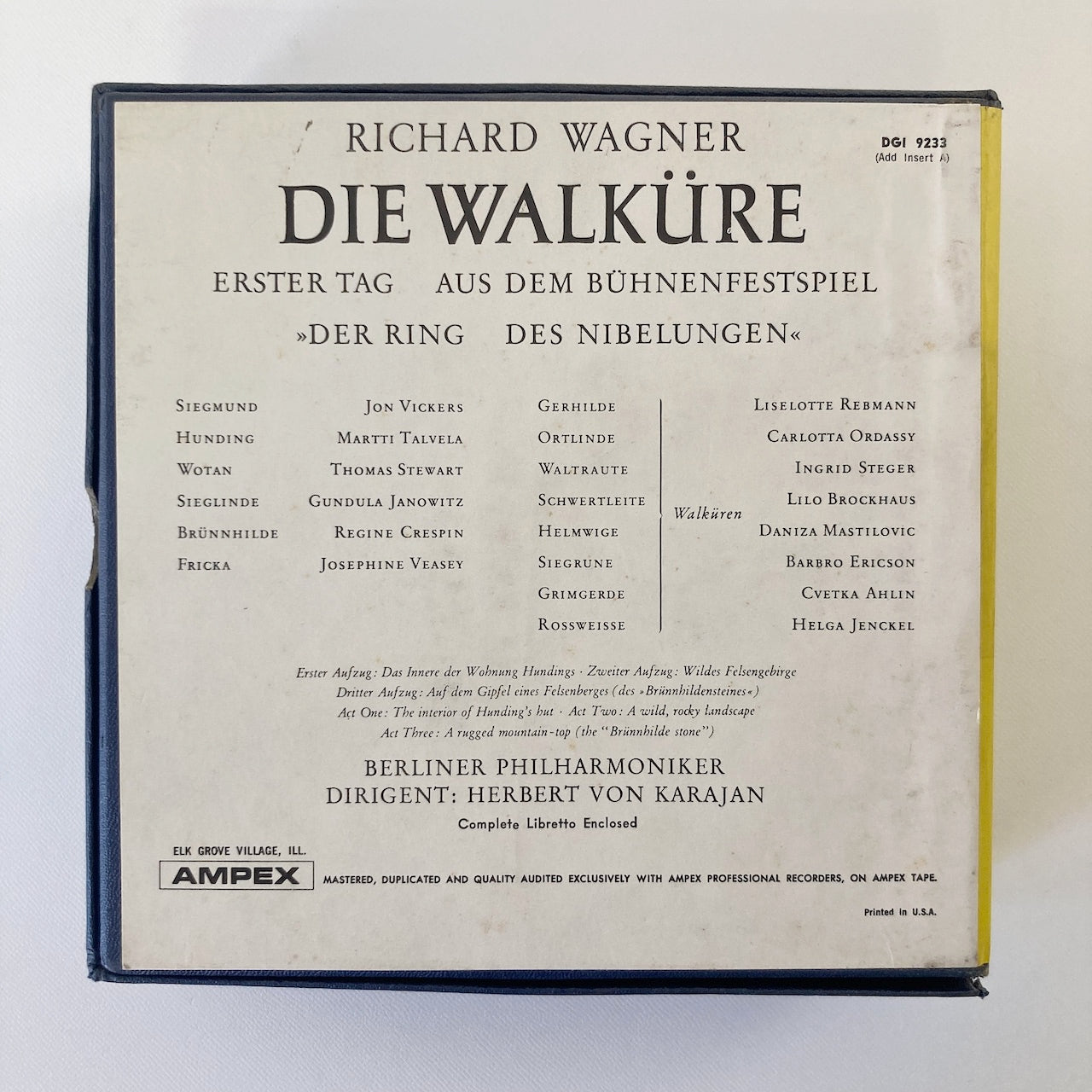 オープンリールテープ / ヘルベルト・フォン・カラヤン / ワーグナー:ワルキューレ / 7号 3本組 19cm/s (7 1/2IPS) 4トラック US盤 ライナー / DGG