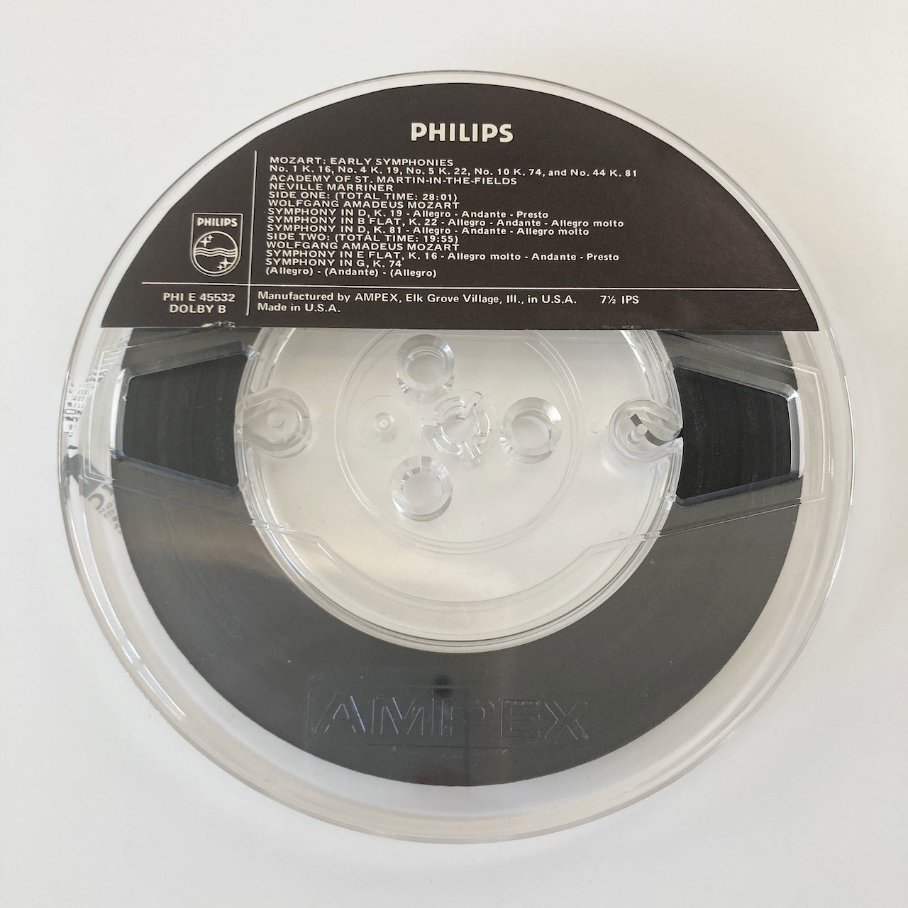 オープンリールテープ / ネヴィル・マリナー / モーツァルト:初期交響曲集 / 7号 19cm/s (7 1/2IPS) 4トラック US盤 DOLBY / PHILIPS