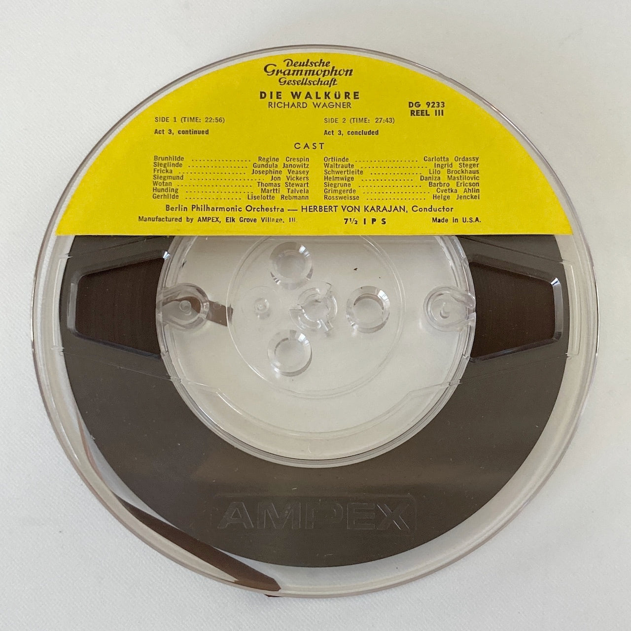 オープンリールテープ / ヘルベルト・フォン・カラヤン / ワーグナー:ワルキューレ / 7号 3本組 19cm/s (7 1/2IPS) 4トラック US盤 ライナー / DGG