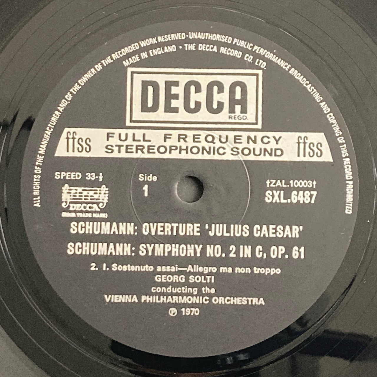 LP/ ゲオルグ・ショルティ / シューマン:交響曲第2番、序曲「ジュリアス・シーザー」 / UK盤 オリジナル ED4 コーティングJK DECCA SXL6487