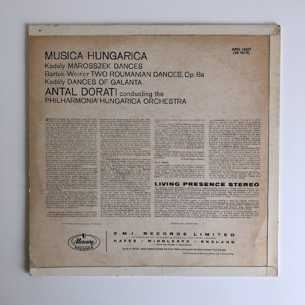 LP/ アンタル・ドラティ / ハンガリー名選集 (コダーイ、バルトーク) / UK盤 オリジナル マルーンラベル CS DECCA AMS16027