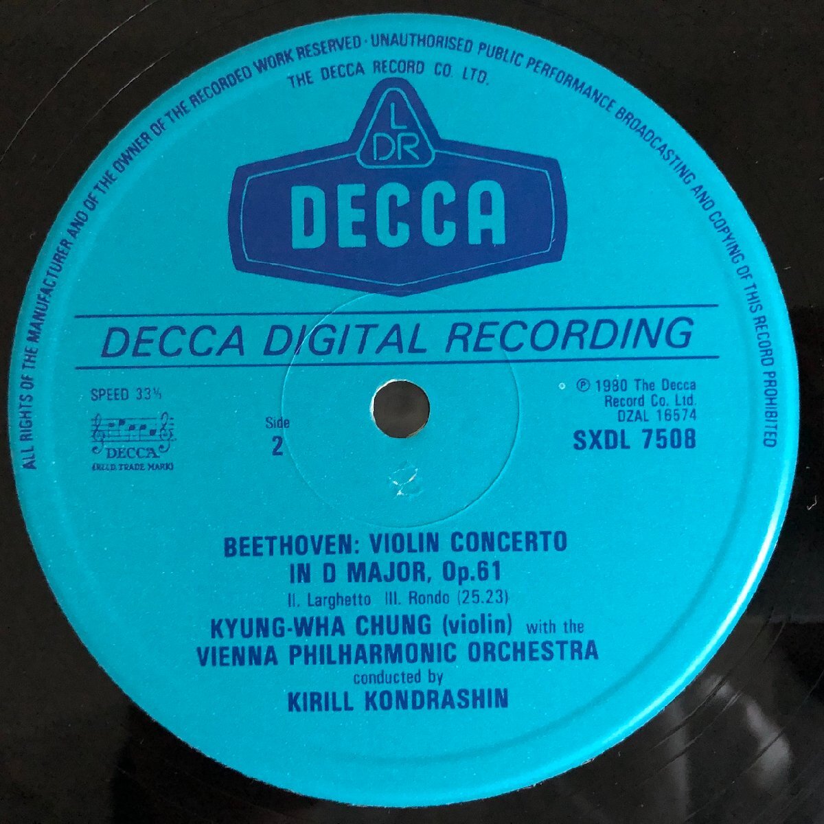 LP/ チョン・キョンファ、キリル・コンドラシン / ベートーヴェン:ヴァイオリン協奏曲 / UK盤 稀少UK DIGITAL CS DECCA SXDL7508