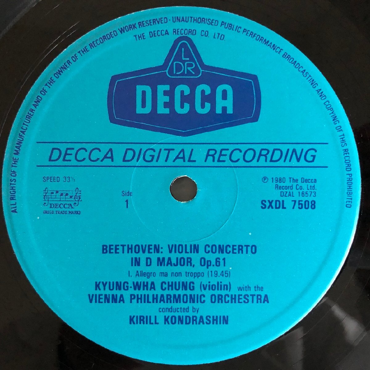 LP/ チョン・キョンファ、キリル・コンドラシン / ベートーヴェン:ヴァイオリン協奏曲 / UK盤 稀少UK DIGITAL CS DECCA SXDL7508
