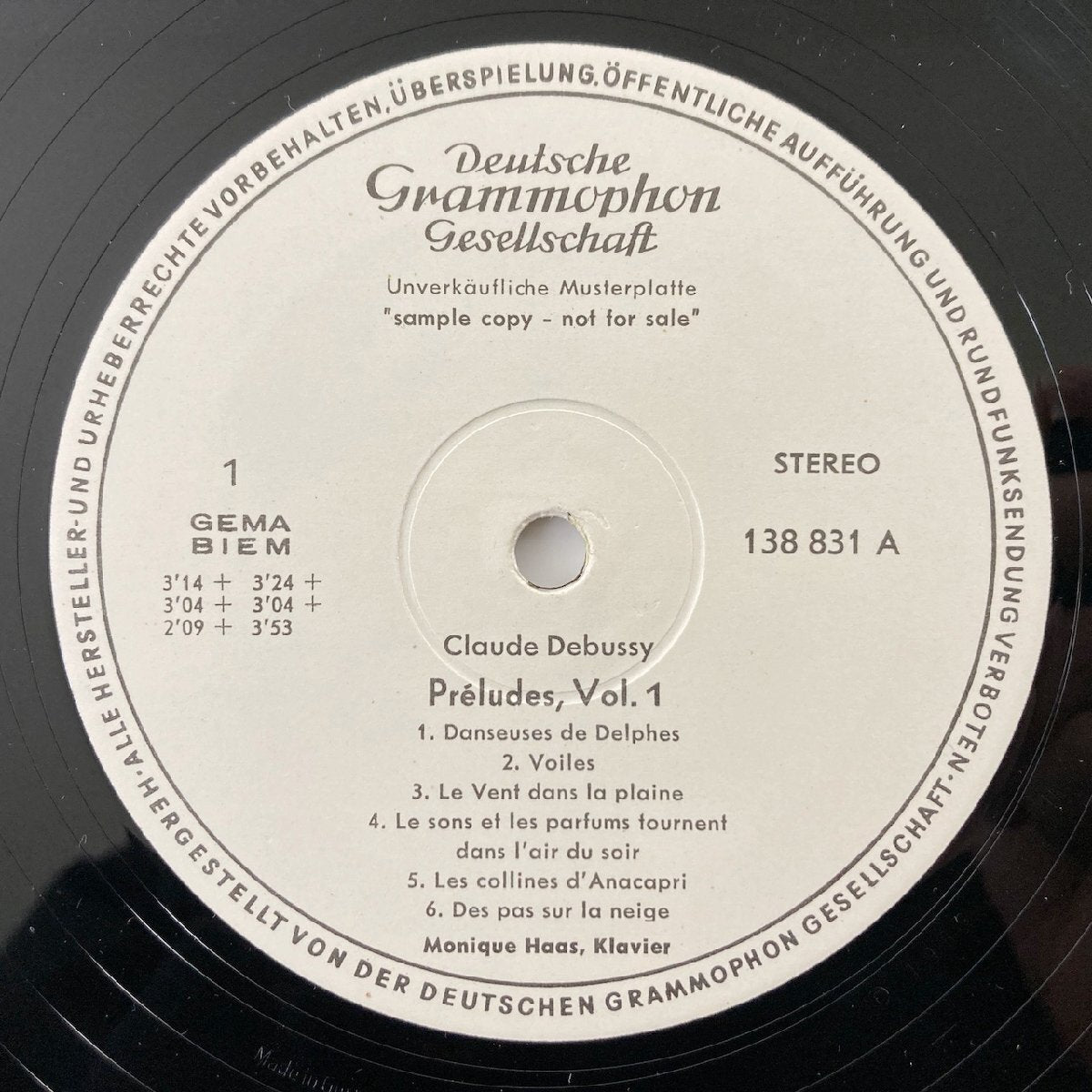LP/ モニク・アース / ドビュッシー:前奏曲集 第1集 / ドイツ盤 サンプル盤 オリジナル FLAT 赤ステ DGG SLPM138831