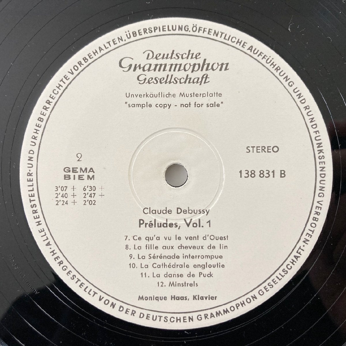 LP/ モニク・アース / ドビュッシー:前奏曲集 第1集 / ドイツ盤 サンプル盤 オリジナル FLAT 赤ステ DGG SLPM138831