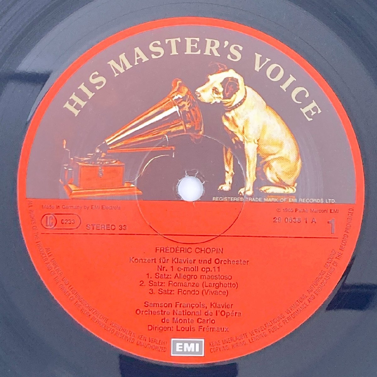 LP/ ルイ・フレモー / ショパン:ピアノ協奏曲第1番、第2番 / ドイツ盤 白スリーヴ EMI 372906381