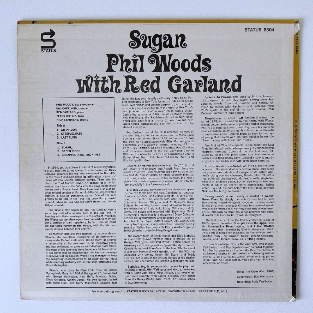 LP/ PHIL WOODS / SUGAN / フィル・ウッズ / US盤 オリジナル VAN GELDER STATUS ST8304