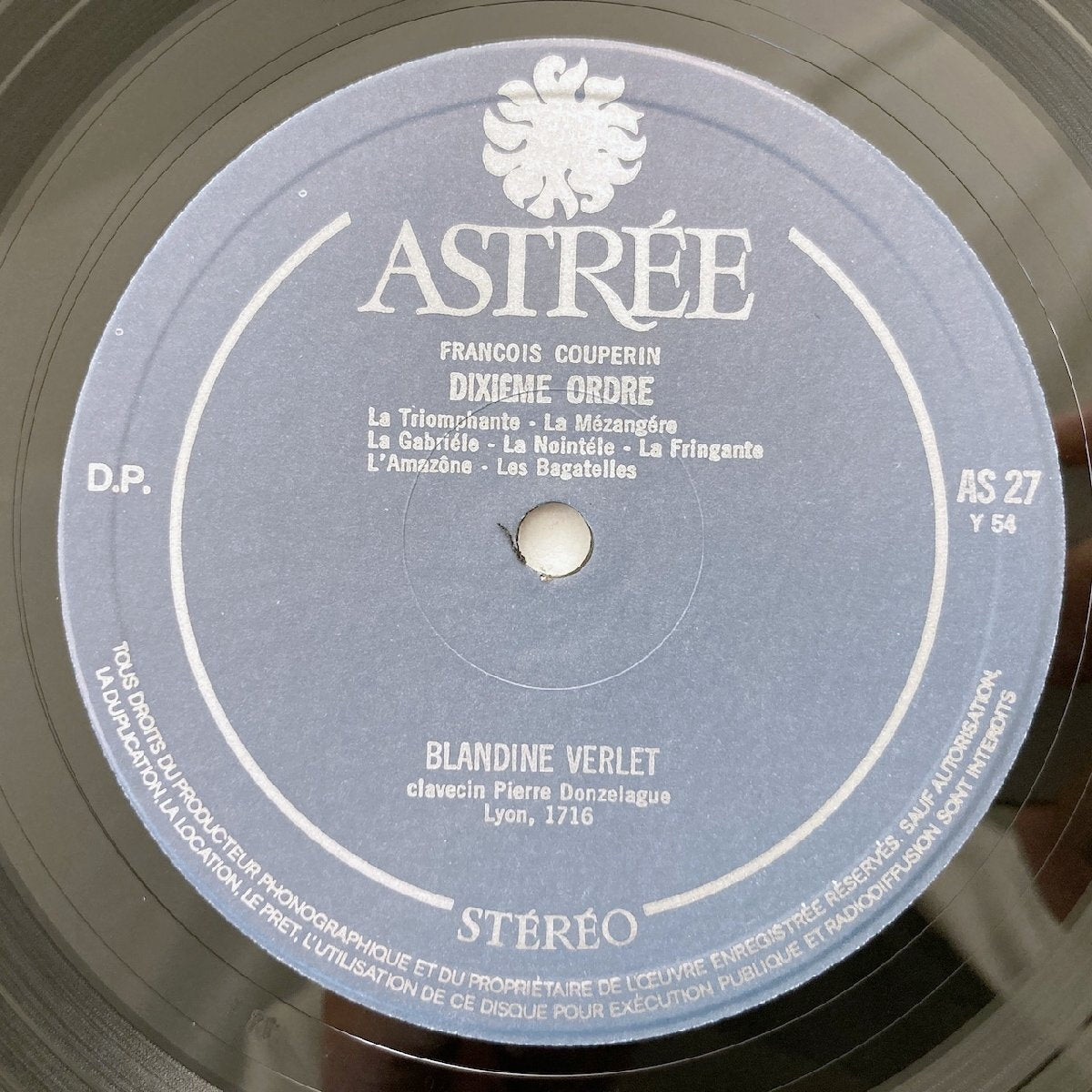 LP/ ブランデーヌ・ヴェルレ / クープラン:クラヴサン組曲第3番、 第4番 / フランス盤 コーティングJK ASTREE AS27