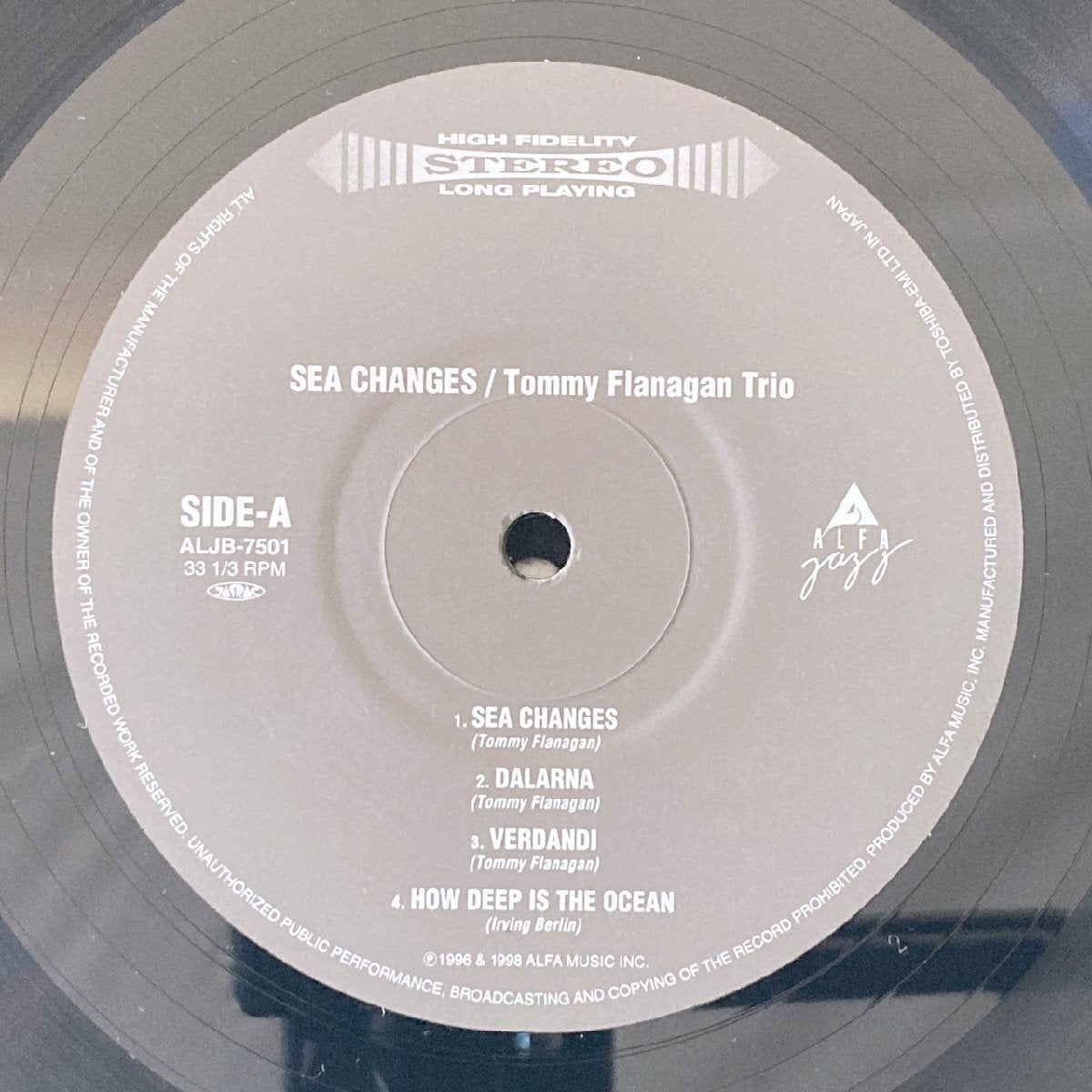 LP/ TOMMY FLANAGAN TRIO / SEA CHANGES / トミー・フラナガン / 国内盤 帯・ライナー ALFA ALJB-7501