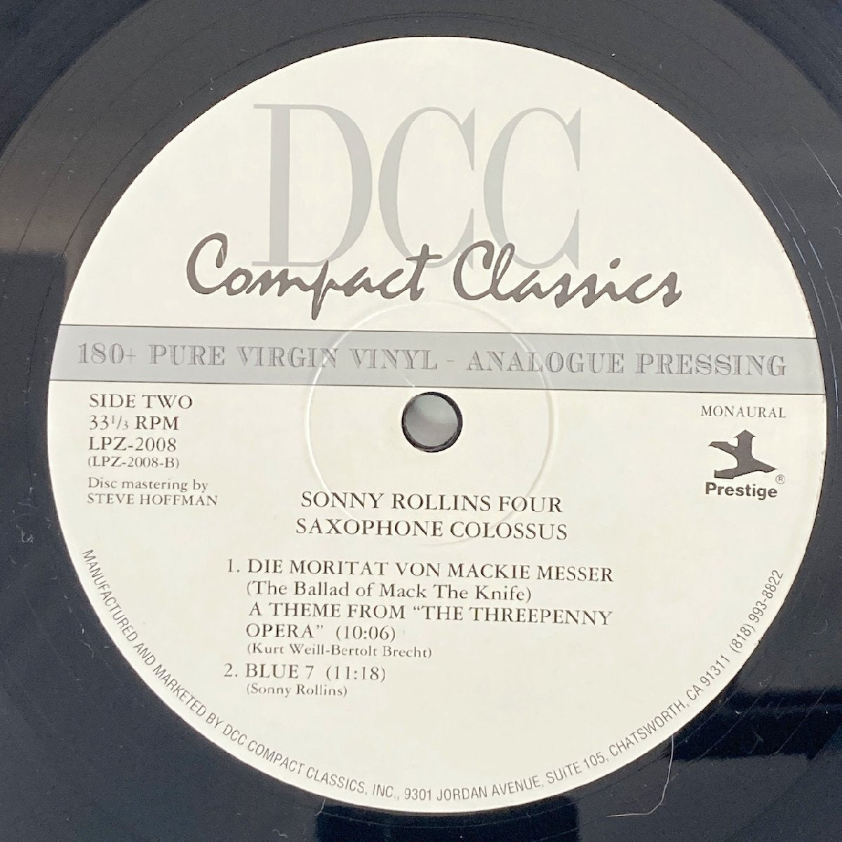 LP/ SONNY ROLLINS / SAXOPHONE COLOSSUS / ソニー・ロリンズ / US盤 180g 重量盤 DCC COMPACT CLASSICS LPZ-2008