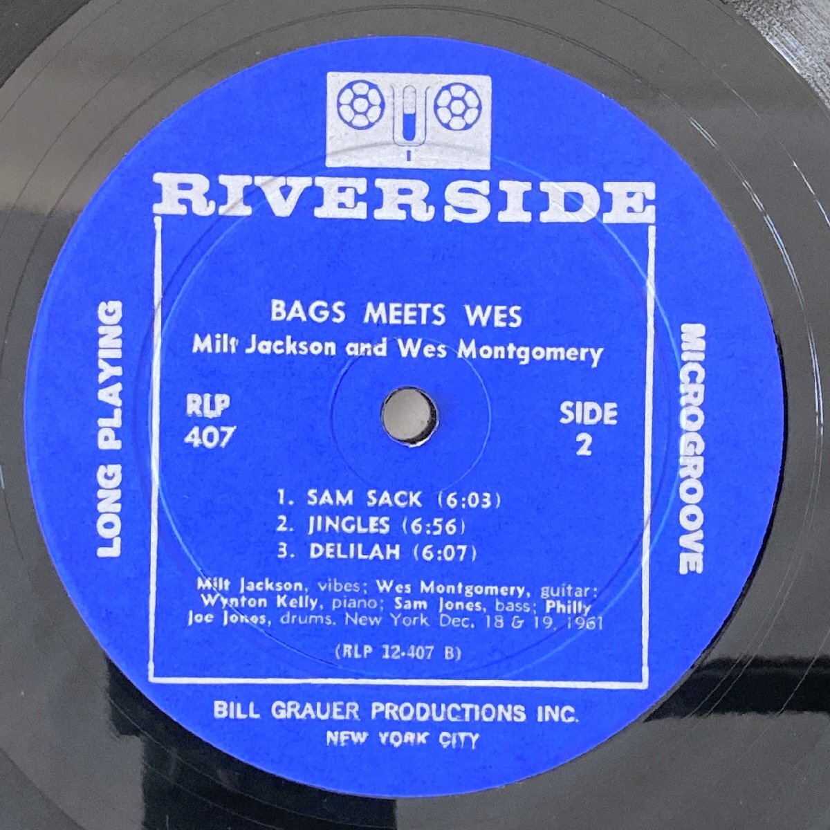 LP/ MILT JACKSON & WES MONTGOMERY / BAGS MEETS WES! / ミルト・ジャクソン / US盤 青大ラベル DG RIVERSIDE RLP407