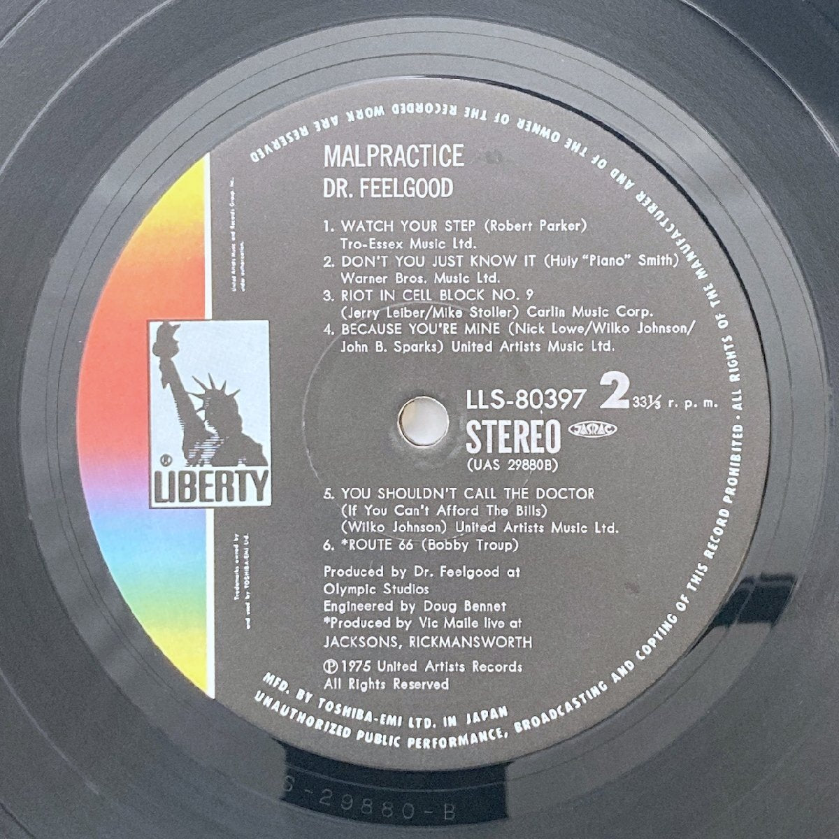 LP/ DR. FEELGOOD / MALPRACTICE / ドクター・フィールグッド / 国内盤 帯・ライナー LIBERTY LLS-80397