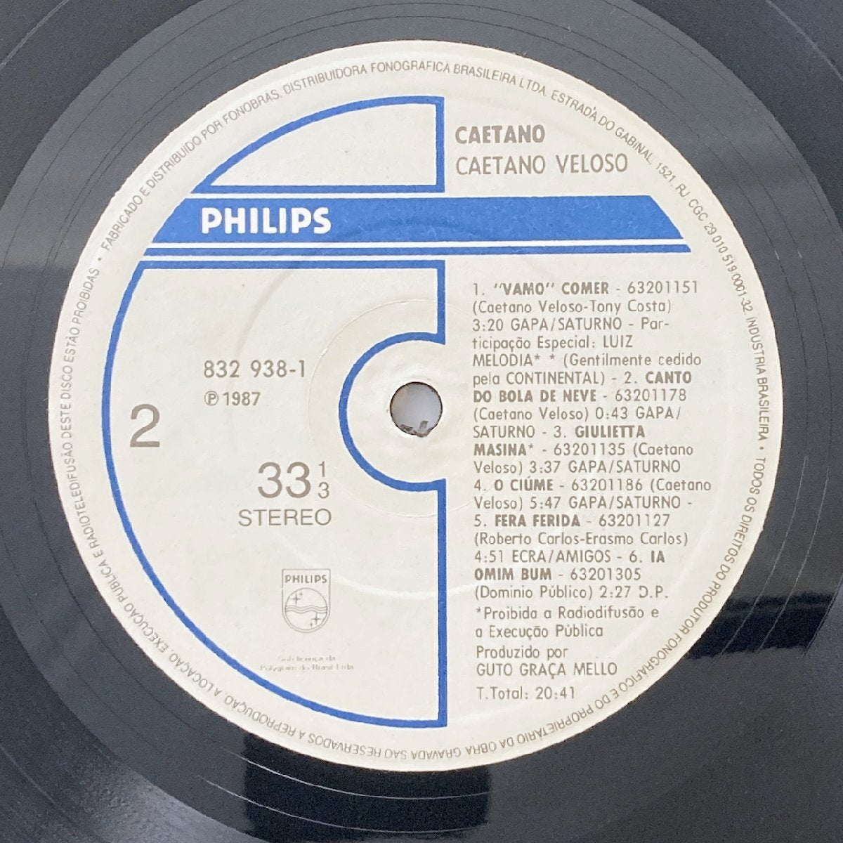 LP/ CAETANO VELOSO / CAETANO / カエターノ・ヴェローゾ / ブラジル盤 PHILIPS 832938-1