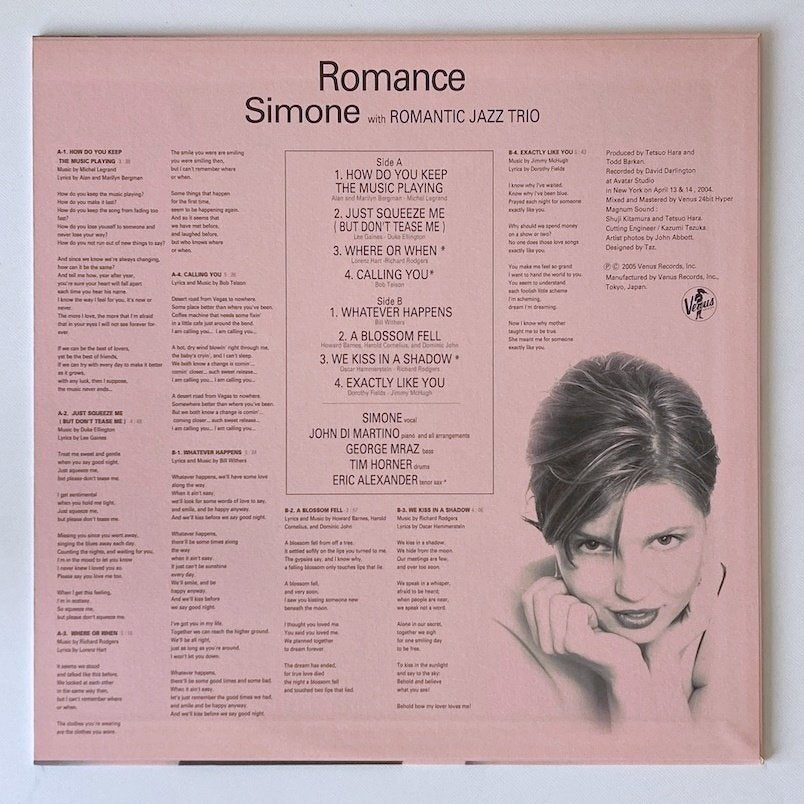 LP/ SIMONE / ROMANCE / シモーネ / 国内盤 ライナー・インナー VENUS TKJV-19145