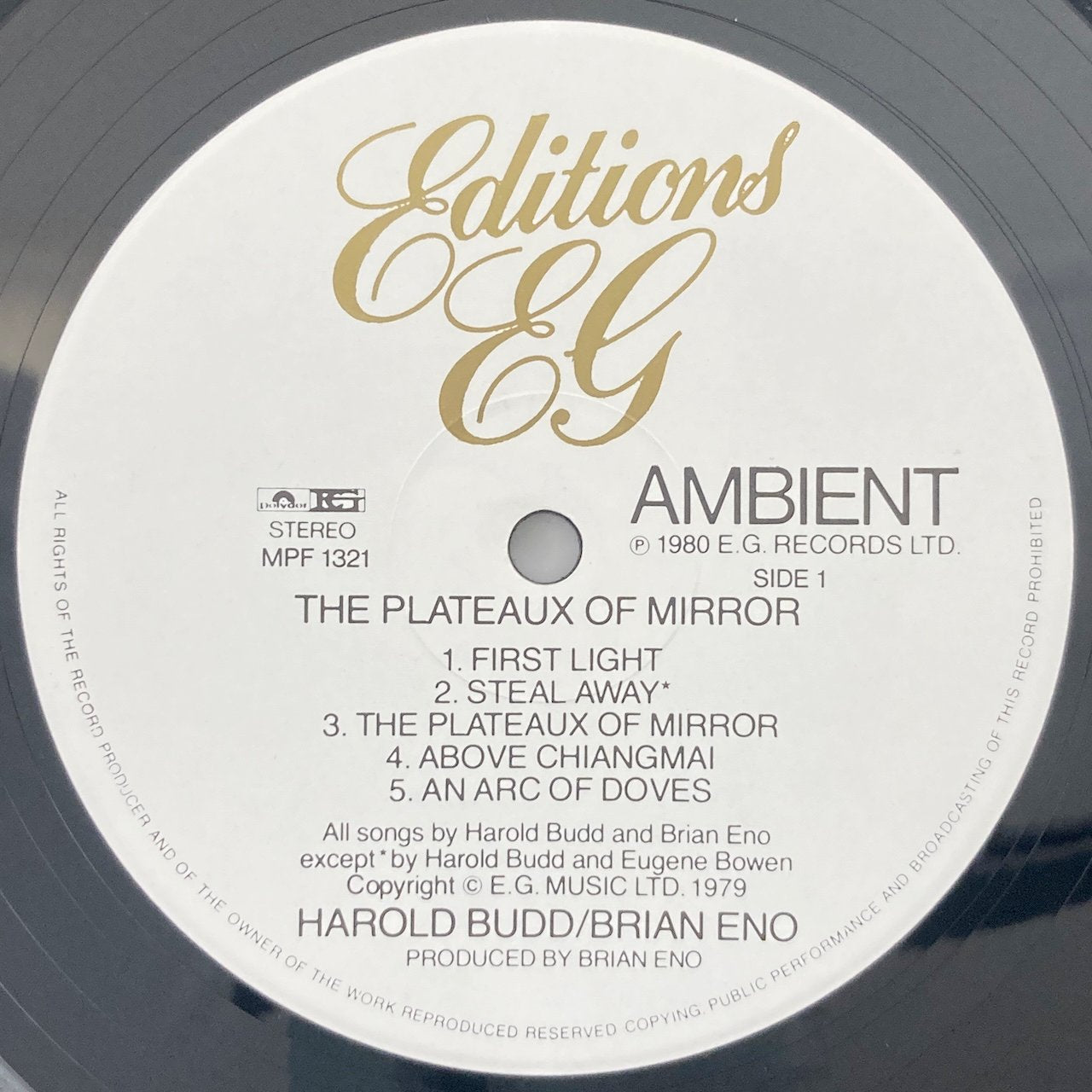 LP/ HAROLD BUDD & BRIAN ENO / THE PLATEAUX OF MIRROR / ブライアン・イーノ / 国内盤 帯・ライナー POLYDOR MPF1321