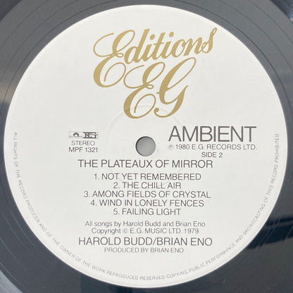 LP/ HAROLD BUDD & BRIAN ENO / THE PLATEAUX OF MIRROR / ブライアン・イーノ / 国内盤 帯・ライナー POLYDOR MPF1321