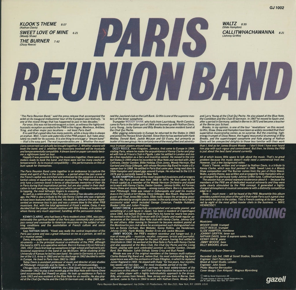 LP/ PARIS REUNION BAND / FRENCH COOKING / US盤/GAZELL