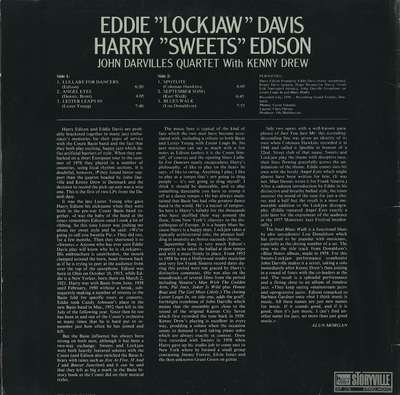 LP/ EDDIE''LOCKJAW''DAVIS HARRY''SWEETS''EDISON / SAME / UK盤/STORYVILLE/コーティングJK/インナー付