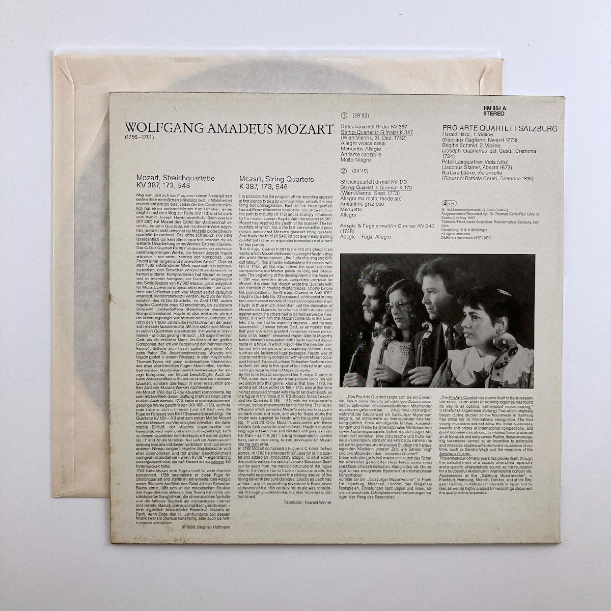 プロ・アルテ弦楽四重奏団 - モーツァルト：弦楽四重奏曲第13番、第14