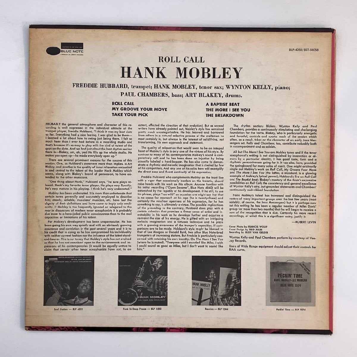 LP/ HANK MOBLEY / ROLL CALL / ハンク・モブレー / US盤 黒音符 RVG STEREO CS BLUE NOTE BST84058