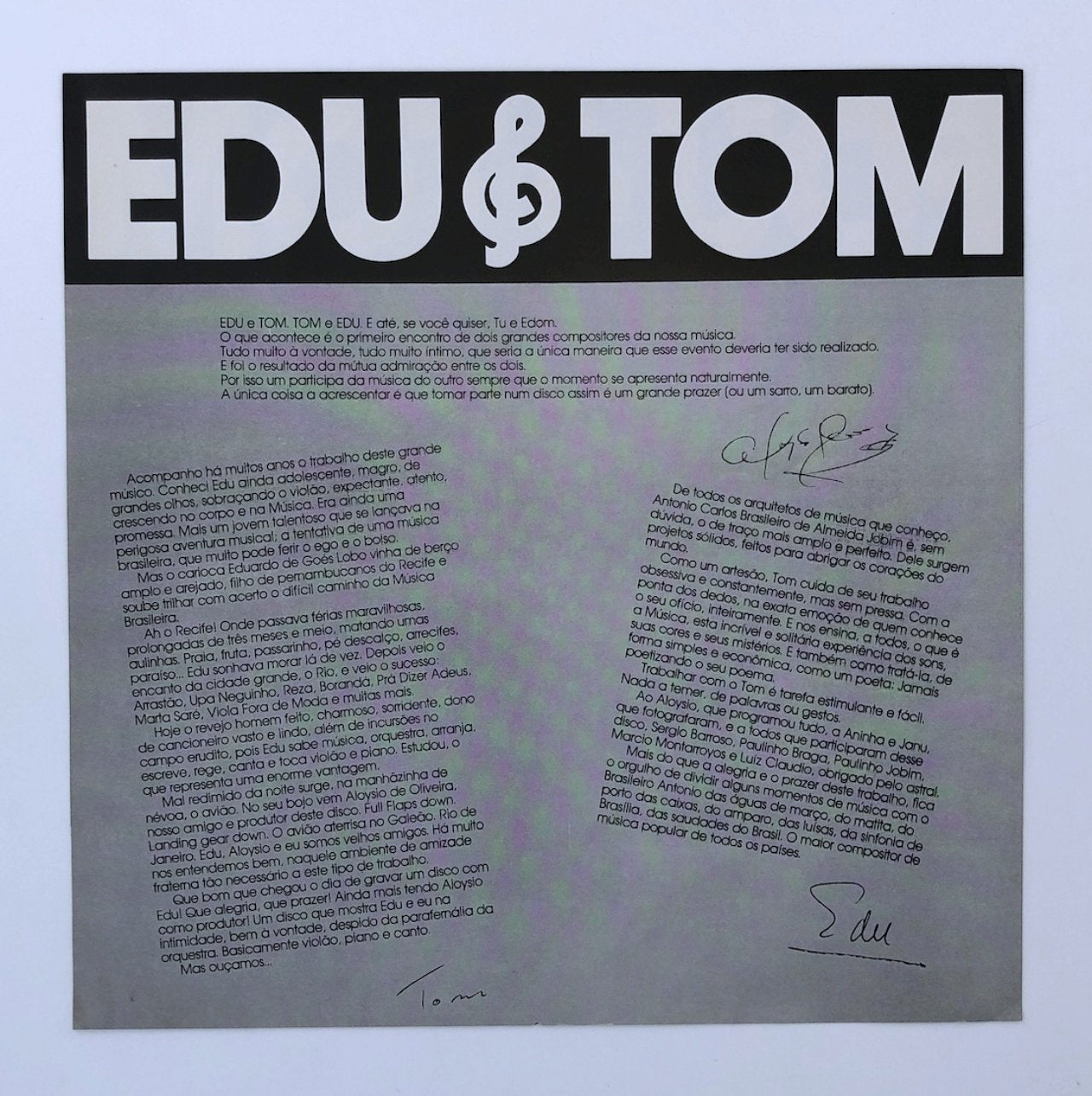 LP/ EDU LOBO E TOM JOBIM / EDU & TOM / エドゥ・ロボ、トム・ジョビン / ブラジル盤 オリジナル ライナー PHILIPS 6328378