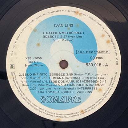 LP/ IVAN LINS / IVAN LINS / イヴァン・リンス / ブラジル盤 オリジナル インナー SOM LIVRE 530.018