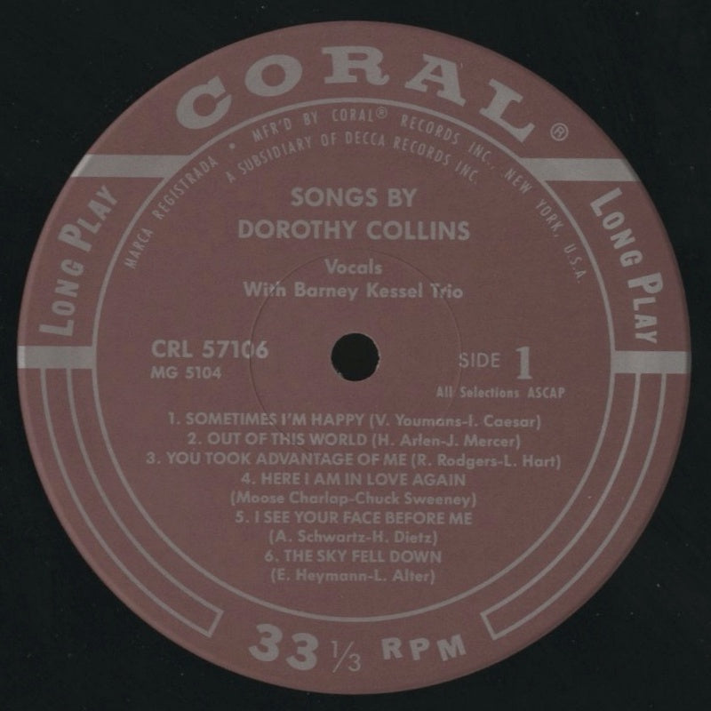 LP/ DOROTHY COLLINS / SONGS BY DOROTHY COLLINS / 国内盤/CORAL/帯・ライナー付き